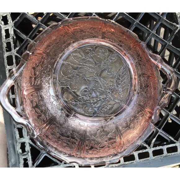 VINTAGE Jeannette CHERRY BLOSSOM PINK - 2 HANDLE BOWL - Picture 5 of 8